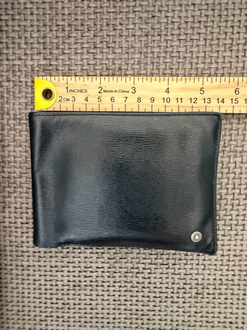 Montblanc Black Leather Bifold Wallet Snap Coin Pocket & Original Box Minimalist